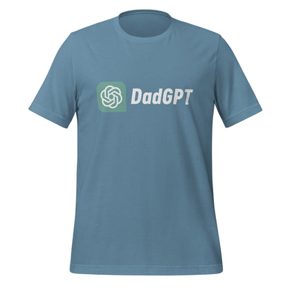 Product mockup photo of the DadGPT T Shirt 5 (unisex) Steel Blue / M.