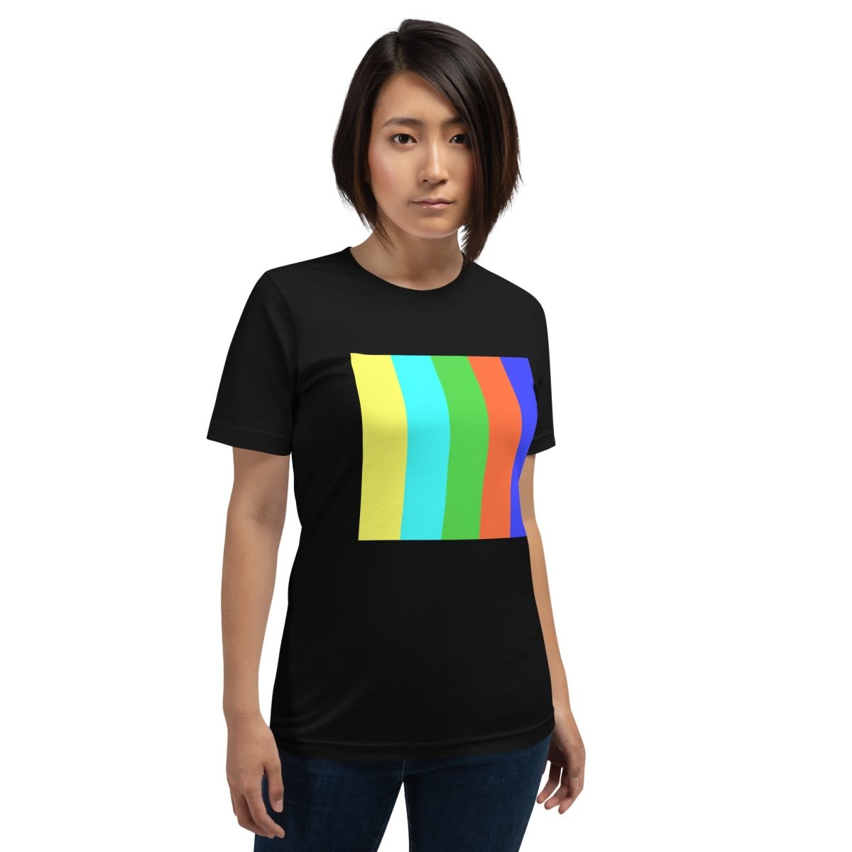 Product mockup photo of the DALL E 2 Square Watermark T Shirt (unisex).