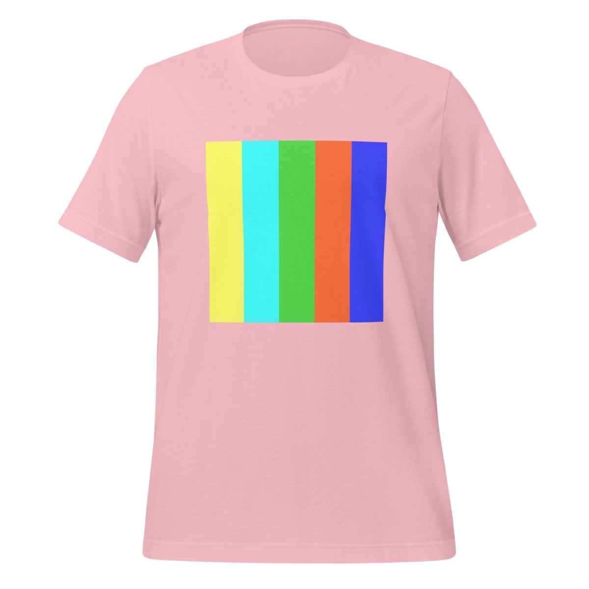 Product mockup photo of the DALL E 2 Square Watermark T Shirt (unisex) Pink / M.