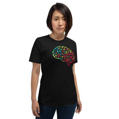 Product mockup photo of the DALL E Neural Network Brain T Shirt (unisex).