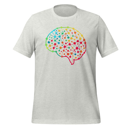 Product mockup photo of the DALL E Neural Network Brain T Shirt (unisex) Ash / M.