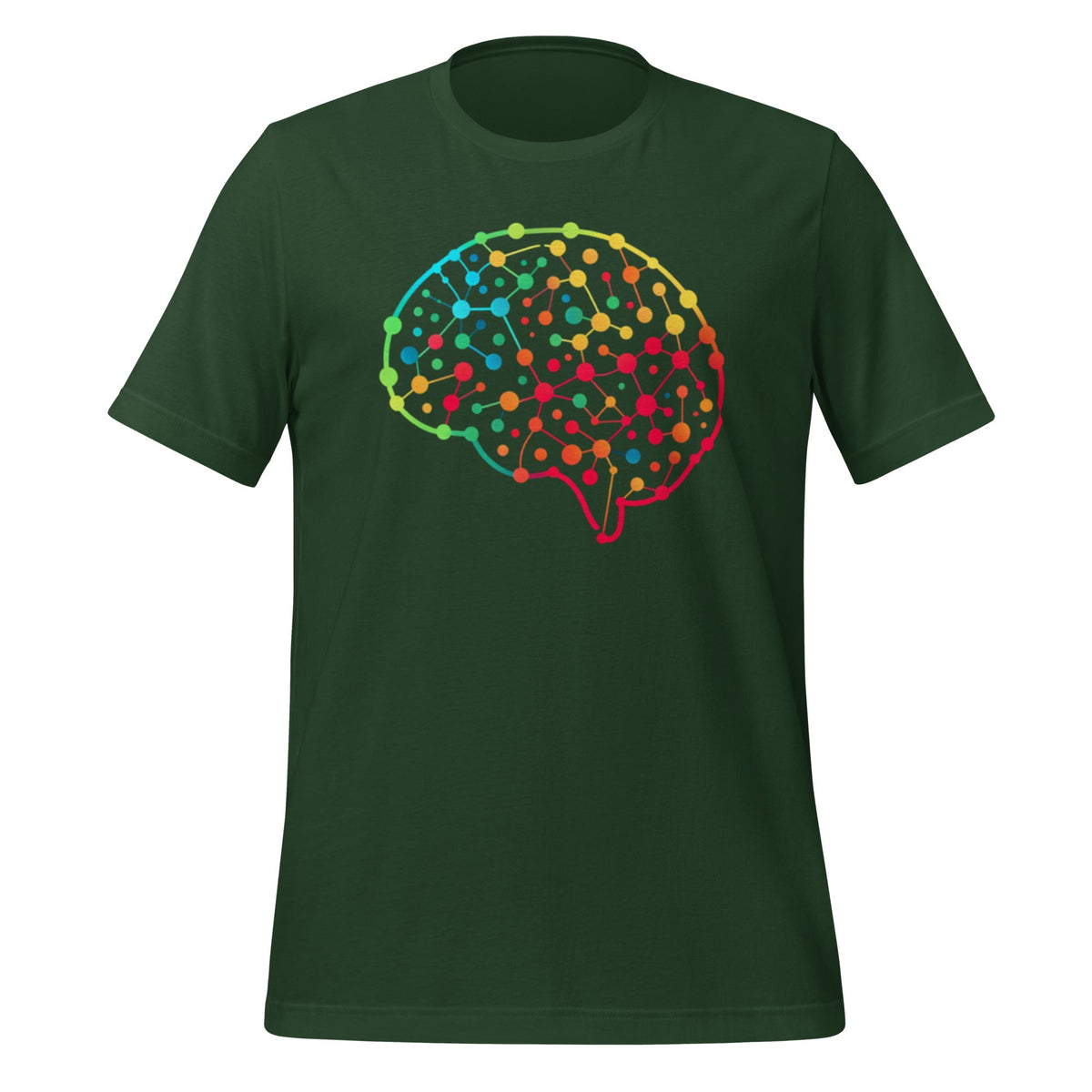 Product mockup photo of the DALL E Neural Network Brain T Shirt (unisex) Forest / M.