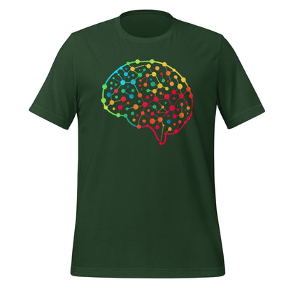 Product mockup photo of the DALL E Neural Network Brain T Shirt (unisex) Forest / M.