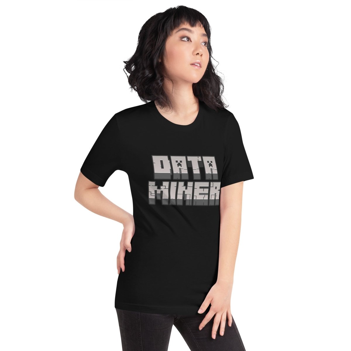 Product mockup photo of the Data Miner T Shirt (unisex).