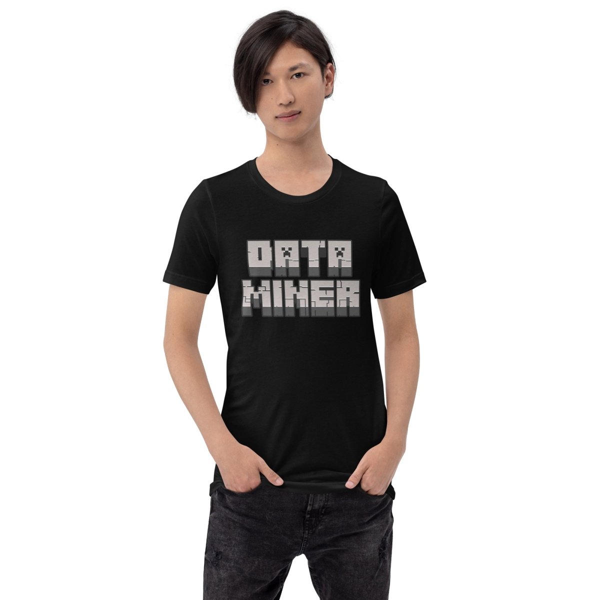 Product mockup photo of the Data Miner T Shirt (unisex).