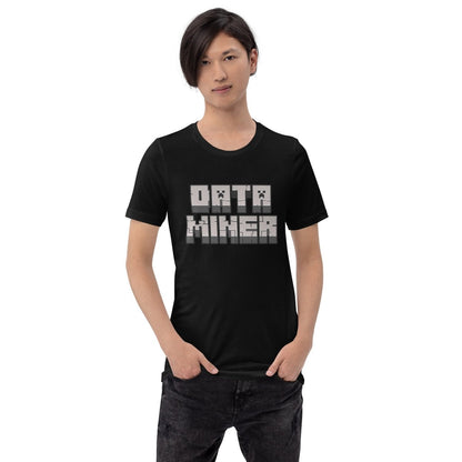 Product mockup photo of the Data Miner T Shirt (unisex).
