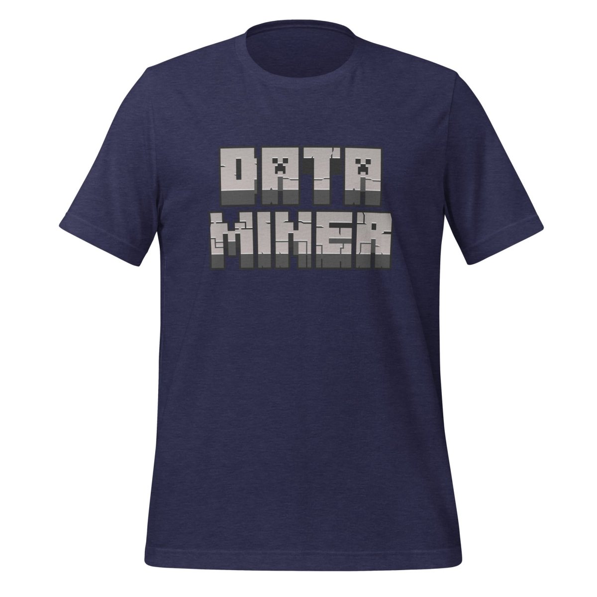 Product mockup photo of the Data Miner T Shirt (unisex) Heather Midnight Navy / M.