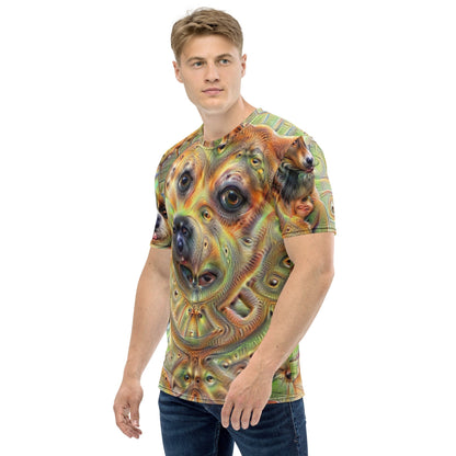 Product mockup photo of the Deep Dream Dogs T Shirt (men).
