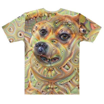 Product mockup photo of the Deep Dream Dogs T Shirt (men).