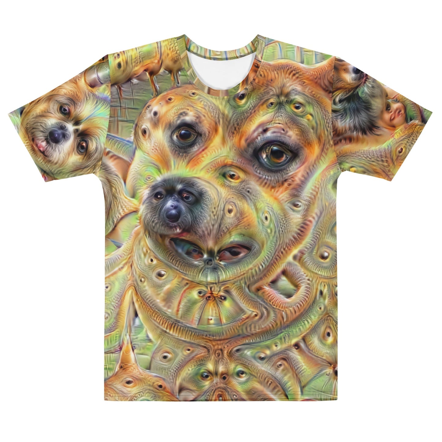Product mockup photo of the Deep Dream Dogs T Shirt (men) M.