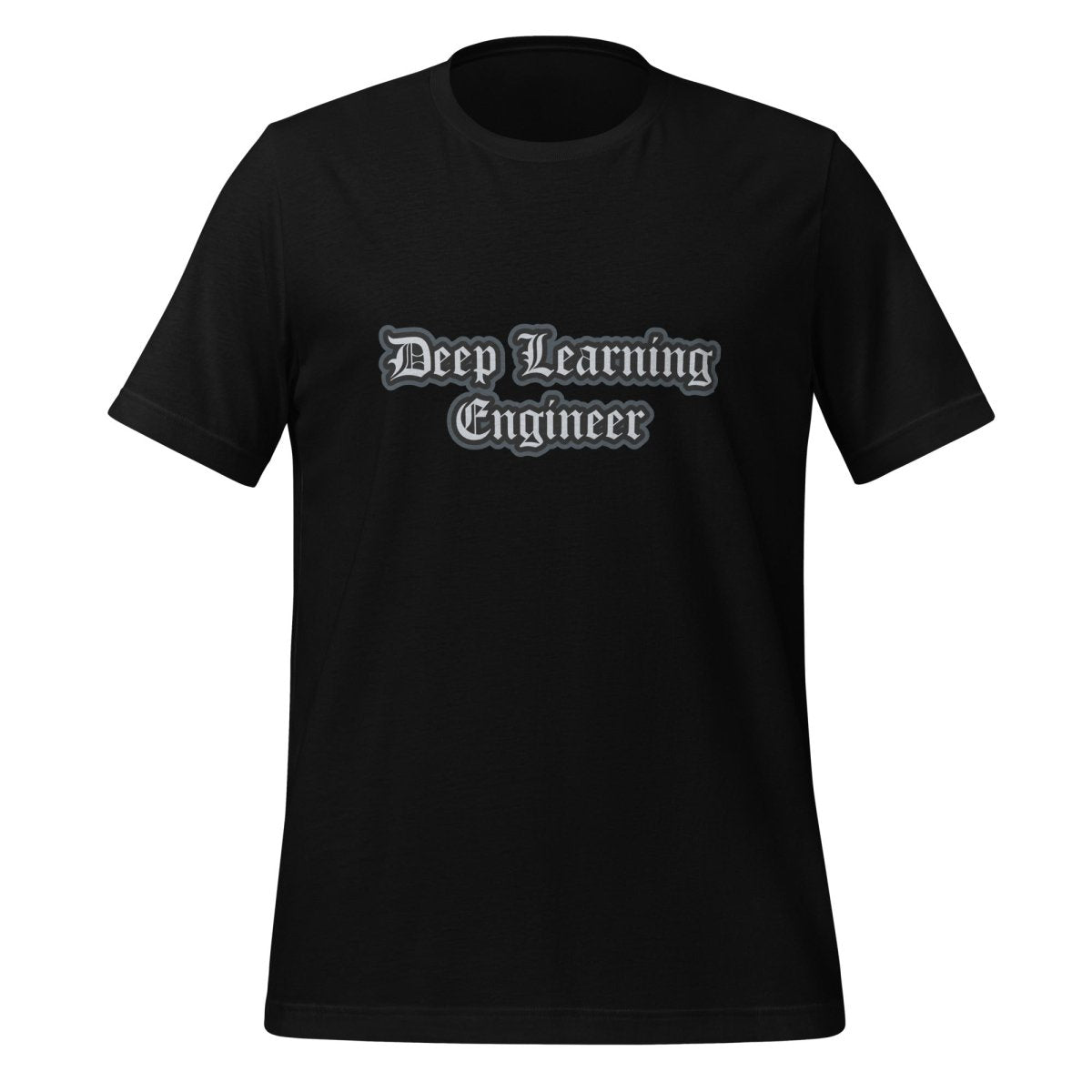 Product mockup photo of the Deep Learning Engineer Gothic T Shirt (unisex) Black / M.