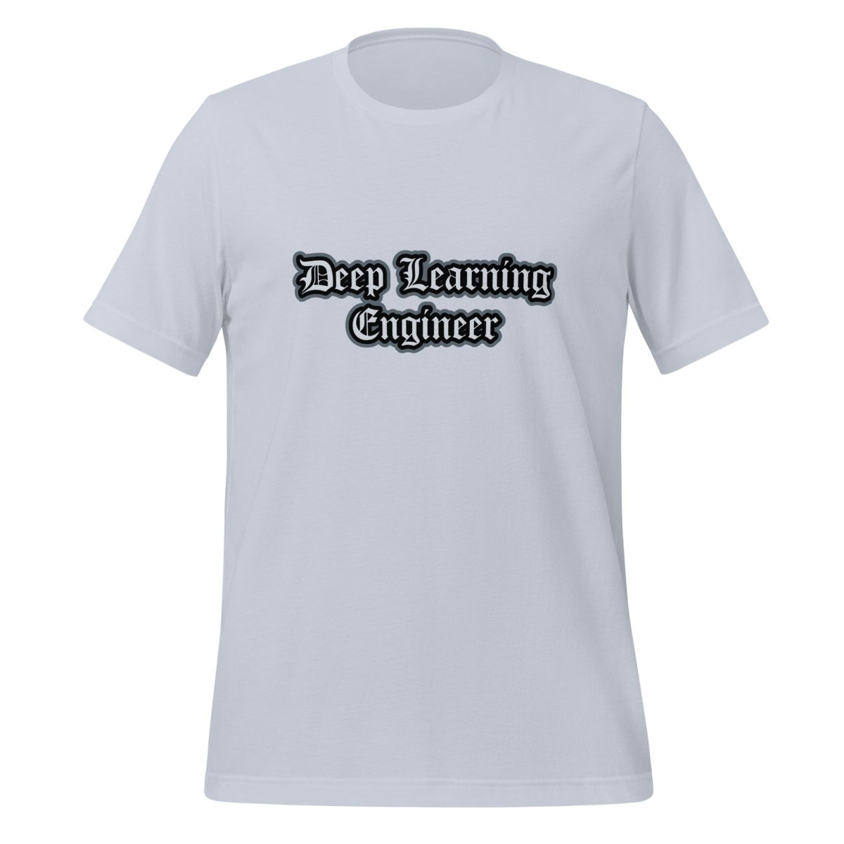 Product mockup photo of the Deep Learning Engineer Gothic T Shirt (unisex) Light Blue / M.