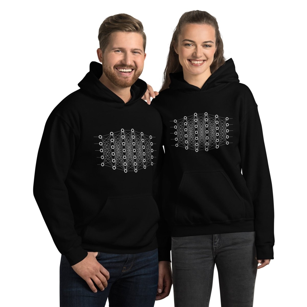 Product mockup photo of the Deep Learning Hoodie 2 (unisex).