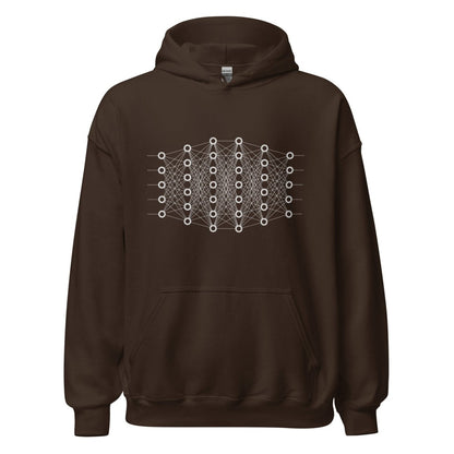 Product mockup photo of the Deep Learning Hoodie 2 (unisex) Dark Chocolate / M.