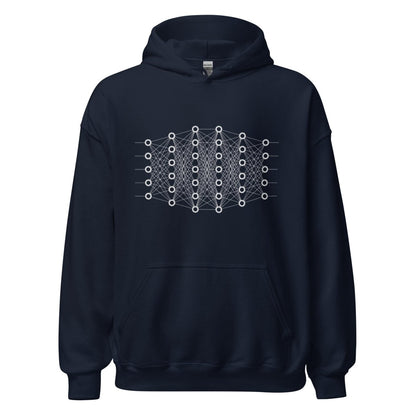 Product mockup photo of the Deep Learning Hoodie 2 (unisex) Navy / M.