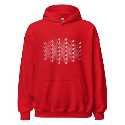 Product mockup photo of the Deep Learning Hoodie 2 (unisex) Red / M.
