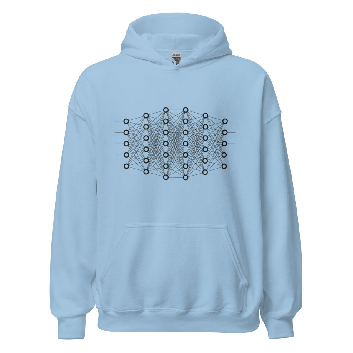 Mockup image of the Deep Learning Hoodie (unisex) Light Blue / M.