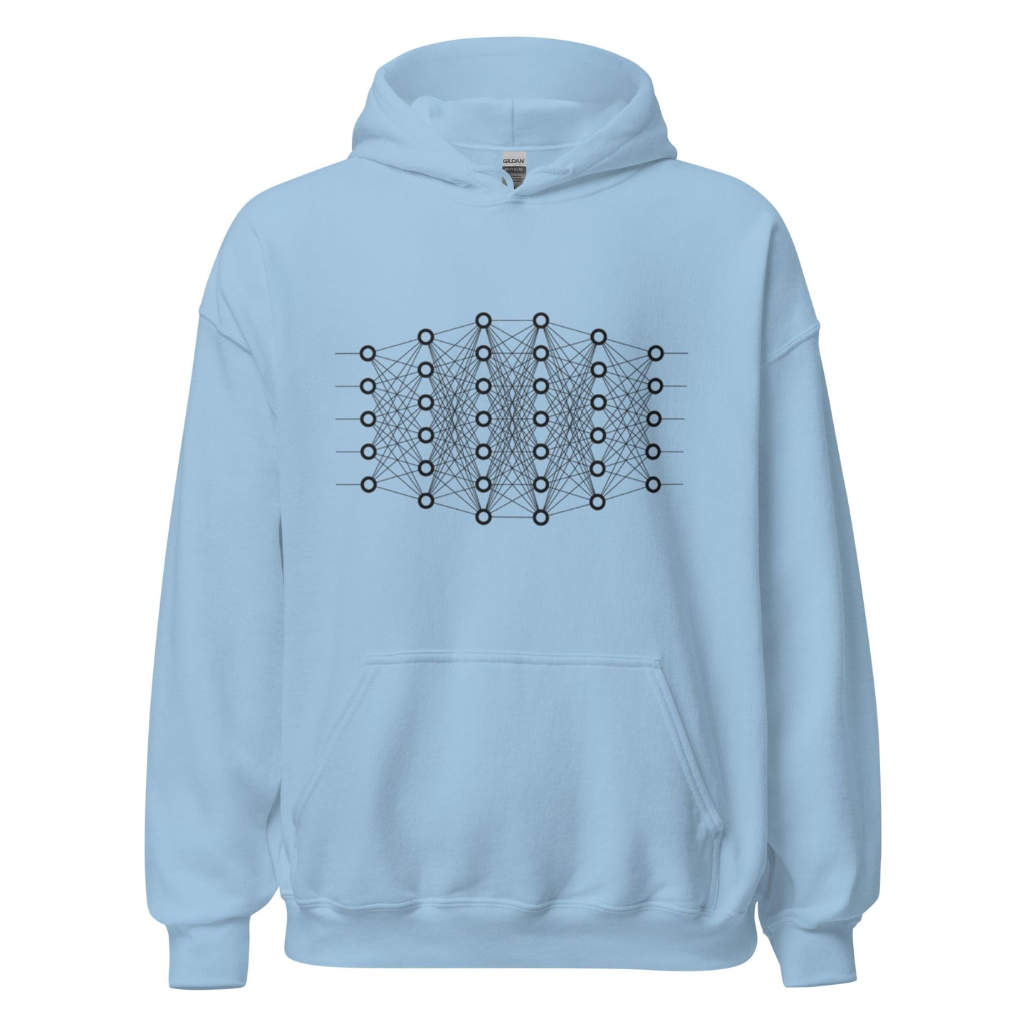 Mockup image of the Deep Learning Hoodie (unisex) Light Blue / M.