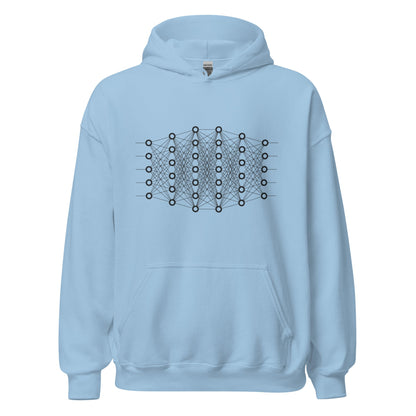Mockup image of the Deep Learning Hoodie (unisex) Light Blue / M.