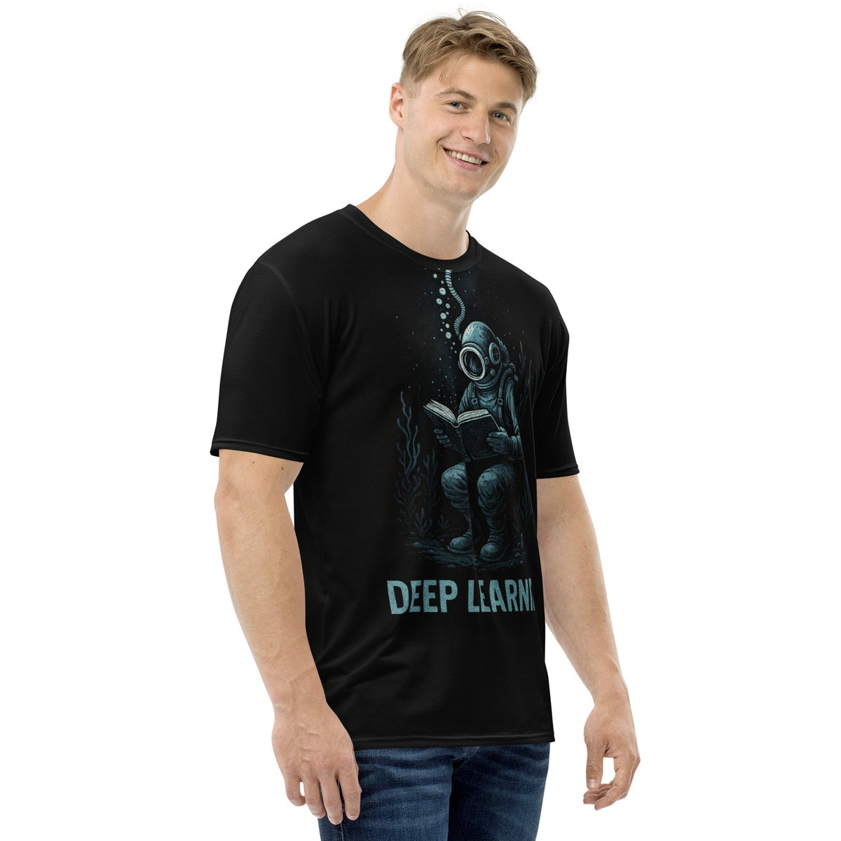 Image of the Deep Learning T-Shirt designed by ChatGPT 4o (men).