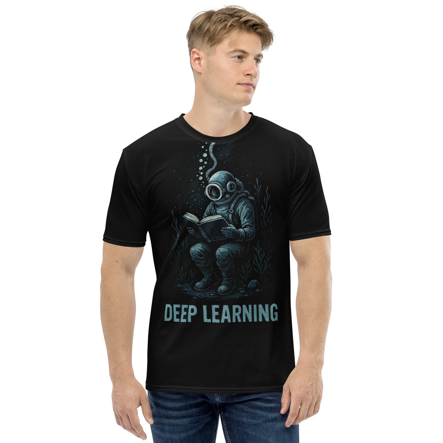Image of the Deep Learning T-Shirt designed by ChatGPT 4o (men).