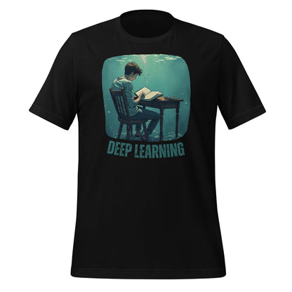 Product mockup photo of the Deep Learning Under Water T Shirt (unisex) Black / M.