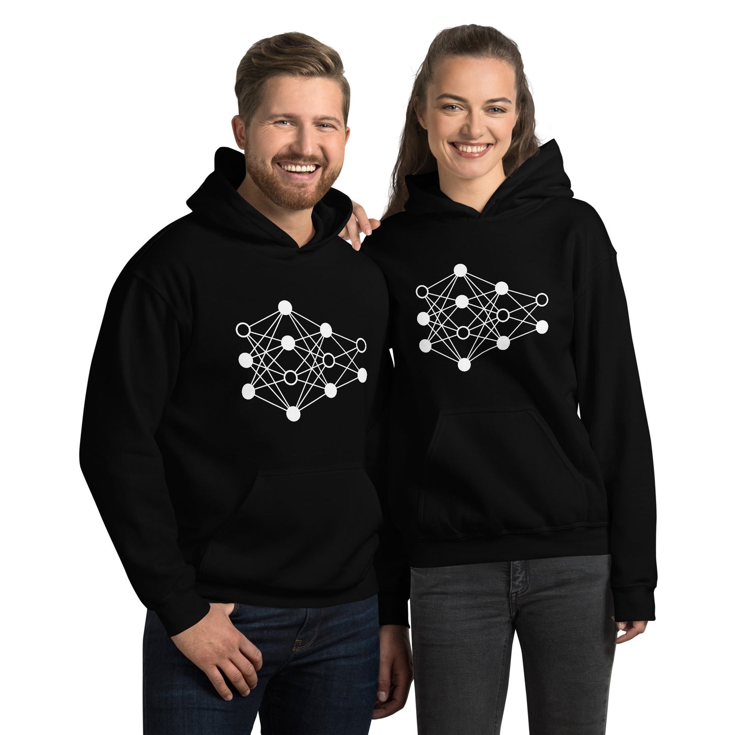 Product mockup photo of the Deep Neural Network Hoodie 3 (unisex).