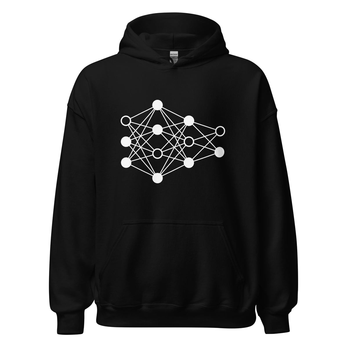 Product mockup photo of the Deep Neural Network Hoodie 3 (unisex) Black / M.