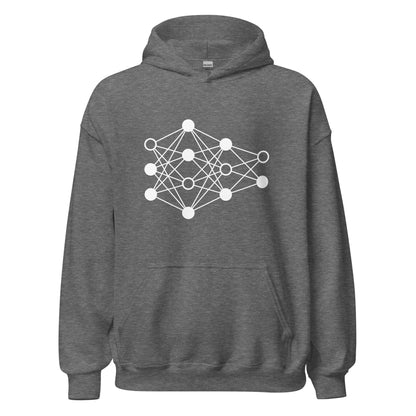 Product mockup photo of the Deep Neural Network Hoodie 3 (unisex) Graphite Heather / M.
