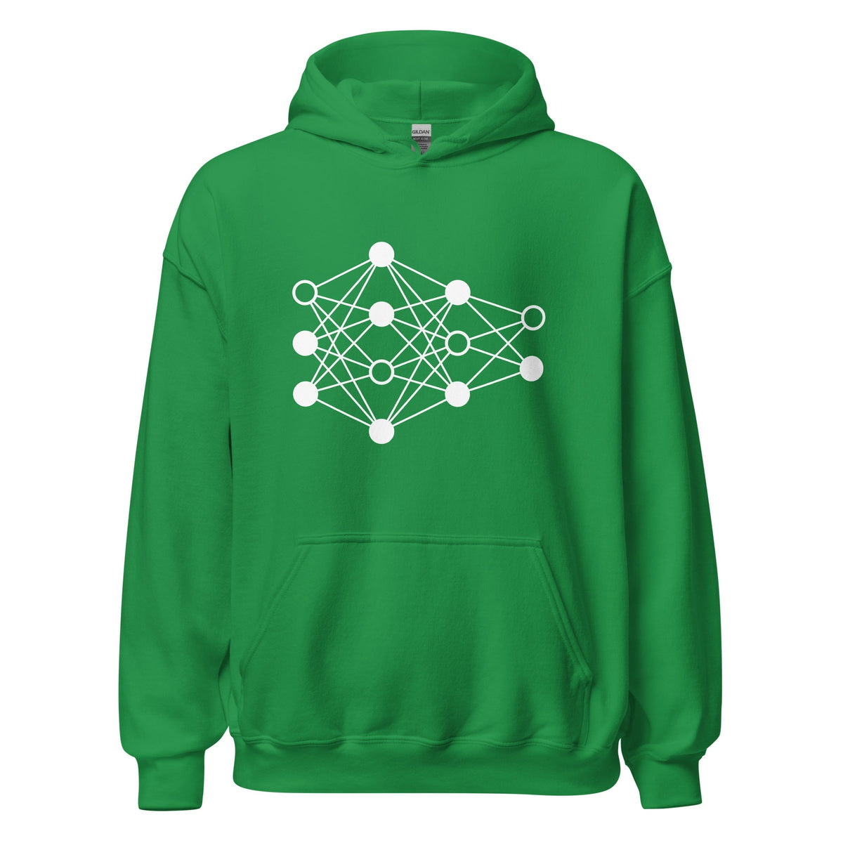 Product mockup photo of the Deep Neural Network Hoodie 3 (unisex) Irish Green / M.