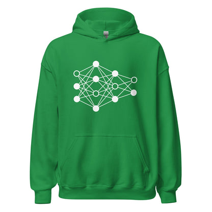 Product mockup photo of the Deep Neural Network Hoodie 3 (unisex) Irish Green / M.