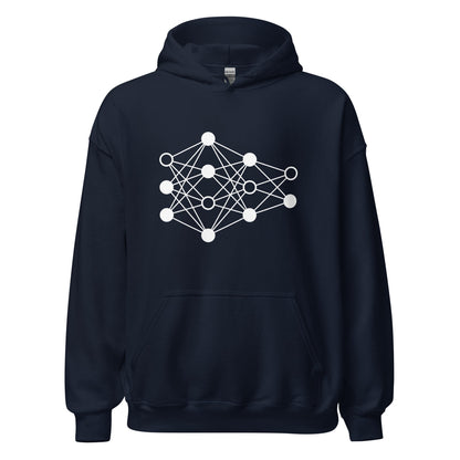 Product mockup photo of the Deep Neural Network Hoodie 3 (unisex) Navy / M.