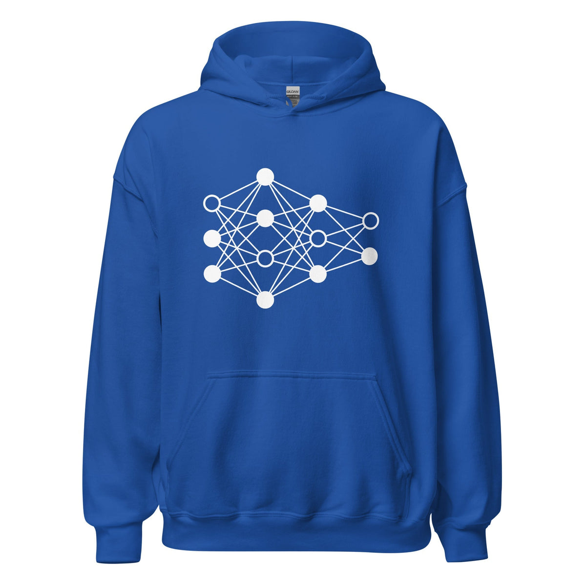 Product mockup photo of the Deep Neural Network Hoodie 3 (unisex) Royal / M.