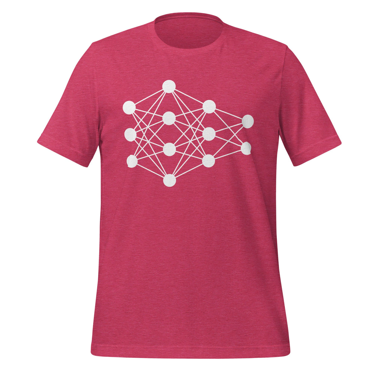 Mockup image of the Deep Neural Network T-Shirt 5 (unisex) Heather Raspberry / M.