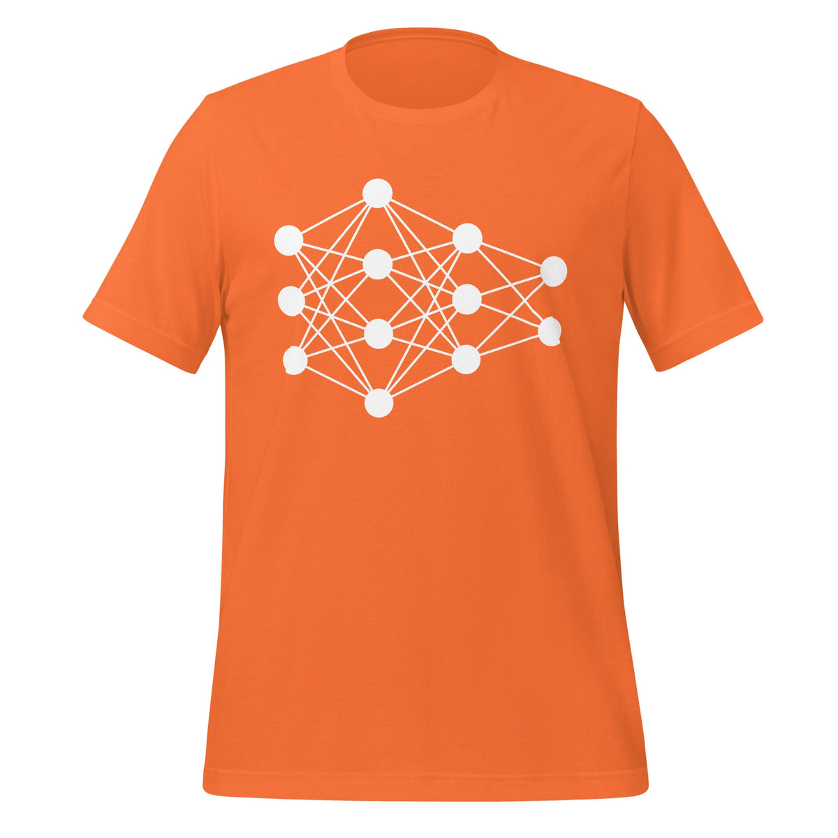 Mockup image of the Deep Neural Network T-Shirt 5 (unisex) Orange / M.