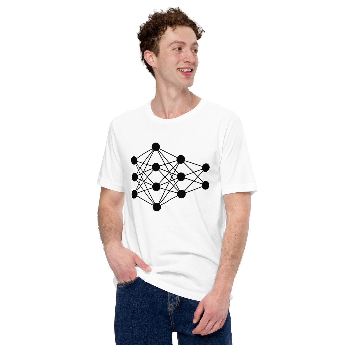 Product mockup photo of the Deep Neural Network T Shirt 6 (unisex).