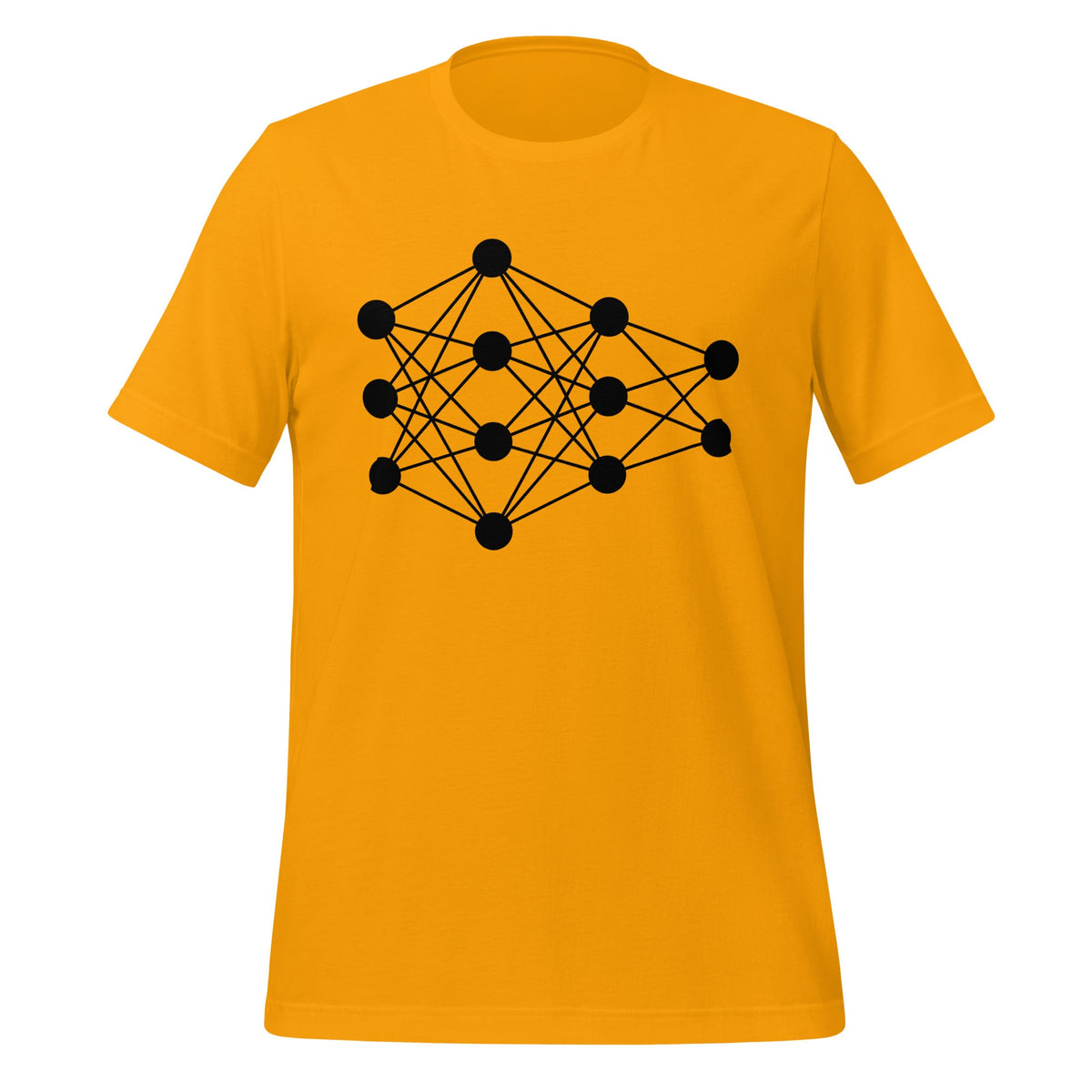 Product mockup photo of the Deep Neural Network T Shirt 6 (unisex) Gold / M.