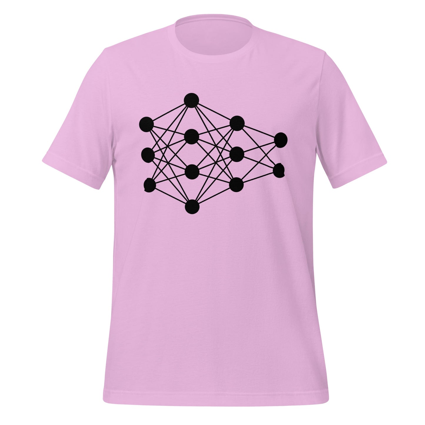 Product mockup photo of the Deep Neural Network T Shirt 6 (unisex) Lilac / M.