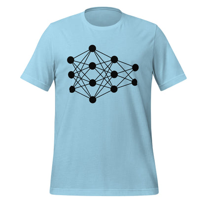Product mockup photo of the Deep Neural Network T Shirt 6 (unisex) Ocean Blue / M.