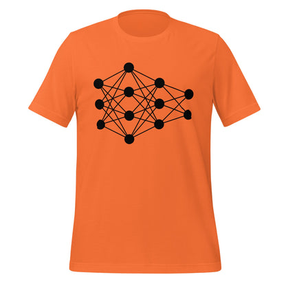 Product mockup photo of the Deep Neural Network T Shirt 6 (unisex) Orange / M.
