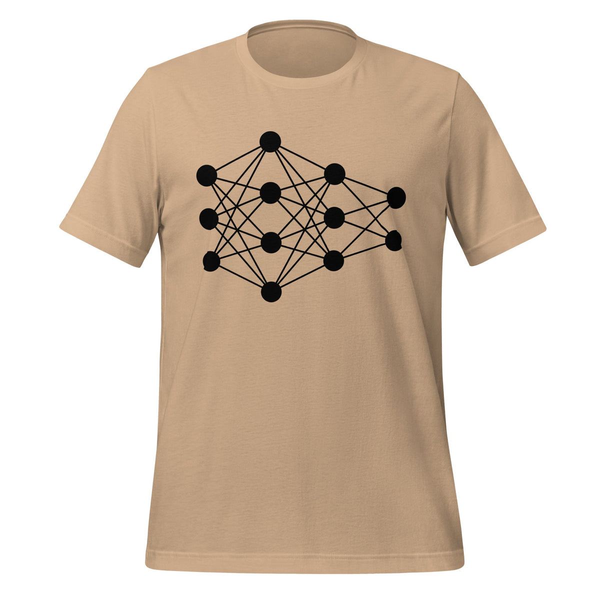 Product mockup photo of the Deep Neural Network T Shirt 6 (unisex) Tan / M.