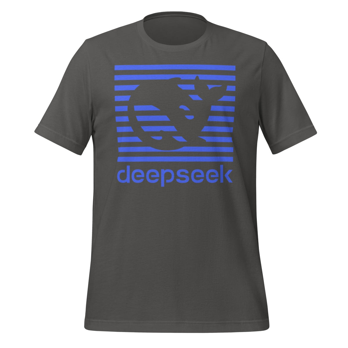 Product mockup photo of the DeepSeek Blue Stripes T Shirt (unisex) Asphalt / M.