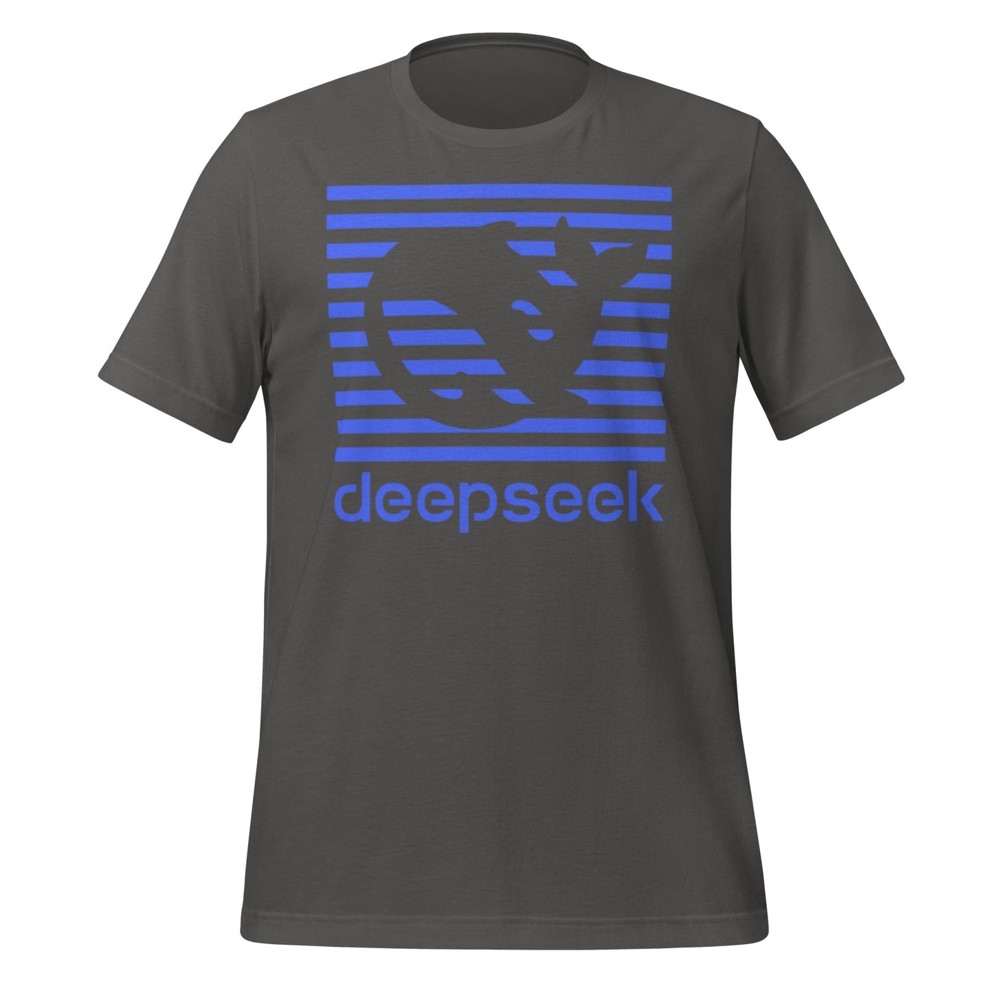 Product mockup photo of the DeepSeek Blue Stripes T Shirt (unisex) Asphalt / M.