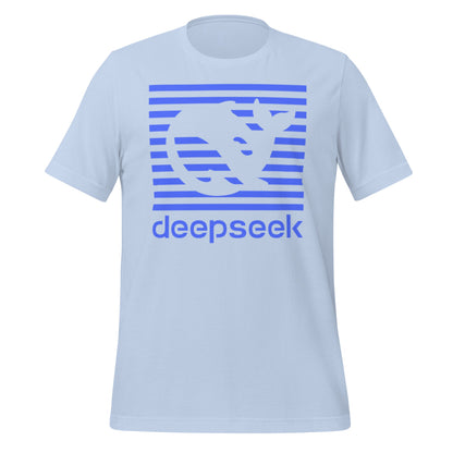 Product mockup photo of the DeepSeek Blue Stripes T Shirt (unisex) Baby Blue / M.