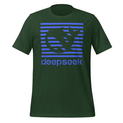 Product mockup photo of the DeepSeek Blue Stripes T Shirt (unisex) Forest / M.