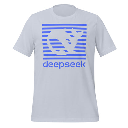 Product mockup photo of the DeepSeek Blue Stripes T Shirt (unisex) Light Blue / M.