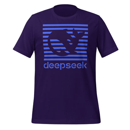 Product mockup photo of the DeepSeek Blue Stripes T Shirt (unisex) Team Purple / M.