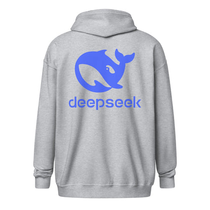 Image of the Front & Back DeepSeek Zip Hoodie (unisex).