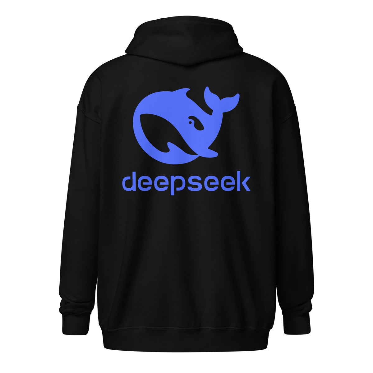 Image of the Front & Back DeepSeek Zip Hoodie (unisex).