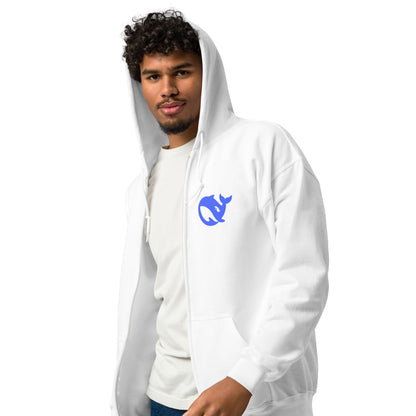 Image of the Front & Back DeepSeek Zip Hoodie (unisex).